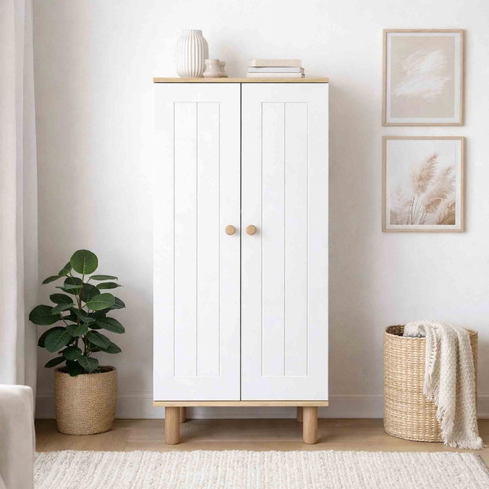 Hanah Home Ayka 1600-205 Armario Multiusos Blanco y Nogal